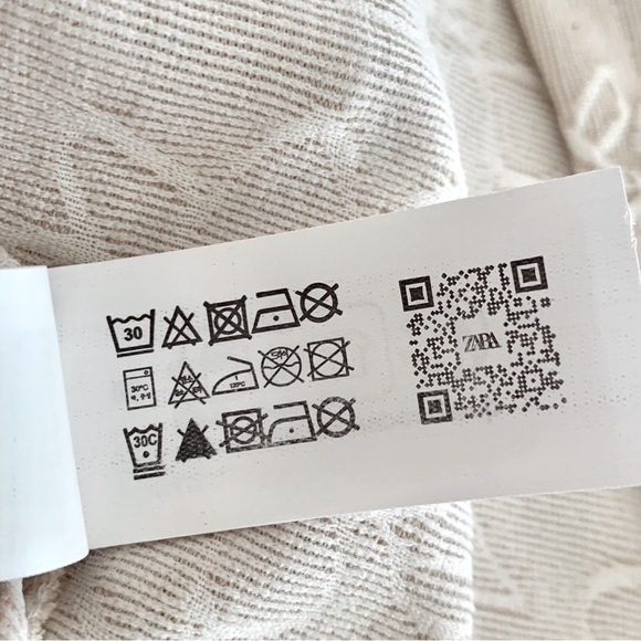 ☀️ ZARA Textured Floral Rustic Midi Dress with Belt in Ecru Beige Small S - Picture 15 of 16